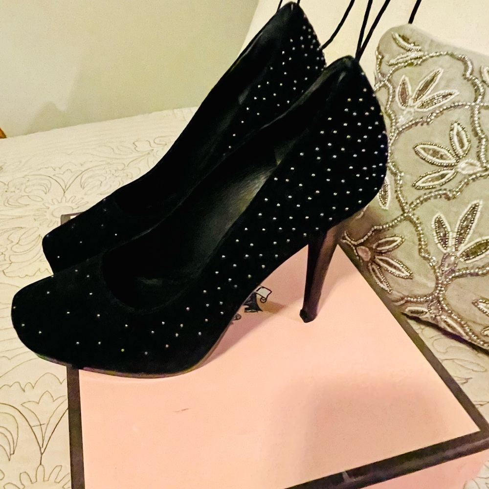Juicy Couture Black Suede studded heels